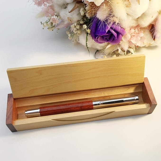 LACHIEVA LUX Classic Rosewood Rollerball Pen Set - Fine Wooden Pen with German Schneider Refill, Luxury Writing Tool for Men & Women, Executive Gift for Office & Business (Rosewood)