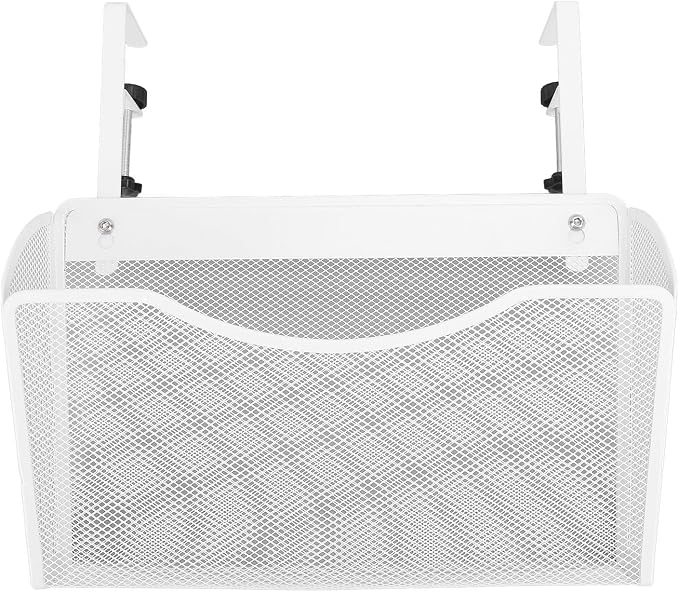 Dioche Clamp on Desk Hanging Desk Organizer Adjustable Carbon Steel ClampOn Organizer for Effective Office Storage - Stylish White Design (White)
