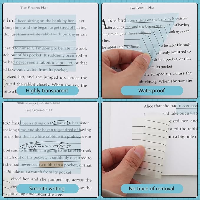 Vuzvuv 920 Sheets Transparent Line Clear Sticky Notes with Pen,3x3 Inch Bulk Translucent Sticky Notes Set for Bible Tabs, Book Tabs, Office School Supplies(Morandi Line Colors)