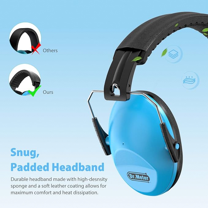 Dr.meter Noise Cancelling Headphones for Kids: SNR27.4 Ear Muffs for Noise Reduction with Adjustable Headband - Kids Ear Protection for Monster Jam, Fireworks, Concerts Kid Autism Sensory