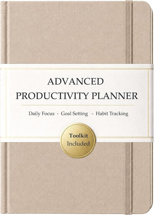 The Advanced Productivity Planner – Undated Daily, Weekly & Monthly Planning System with Time Blocking, Goal Setting & Habit Tracking. Toolkit to Maximize Focus and Take Control of Your Time | A5 (Beige)