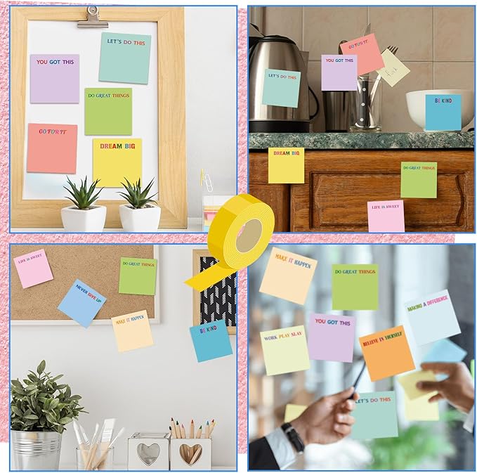 Yinder 24 Pcs Inspirational Sticky Notes Thank You Gift Motivational Sticky Note Pad Employee Appreciation Gift Bulk for Staff Coworker Teacher Nurse Office Groups 3 x 3'' (Motivational,Gentle Color)