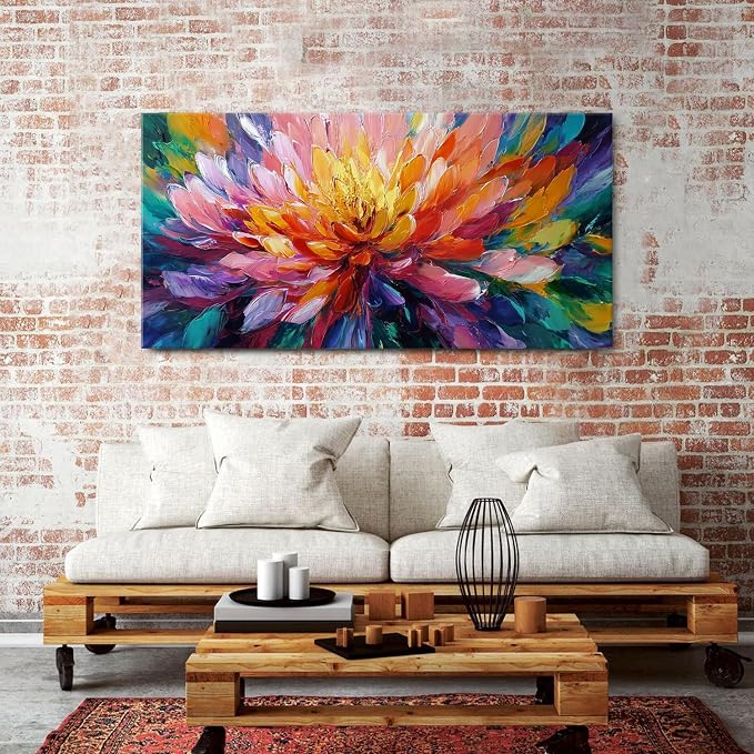 AIYISU Abstract Lotus Wall Art Zen Wall Decor Large Colorful Lotus Flower Pictures for Bedroom Yoga Spa Room Abstract Blossom Floral Canvas Prints Meditation Artwork Living Room Home Decoration 30x60