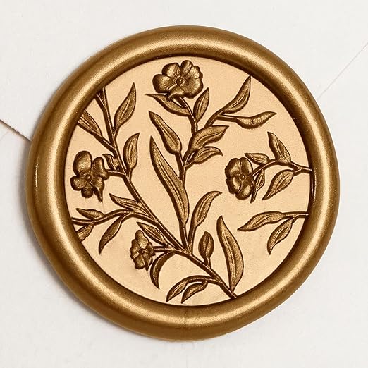 UNIQOOO Wax Seal Stickers - 3D Floral Wedding Invitation Envelope Seal Sticker, 50 Pcs Self- Adhesive Flower Antique Gold Stickers, Perfect for Invitation, Christmas, Gift Wrapping