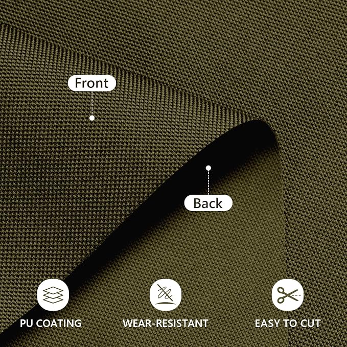 Waterproof Canvas Fabric by The Yard 58inch 600D Upholstery Material Polyester Fabric Outdoor Water Resistant Fabric for Sewing Chair Patio Cushion Purse Bag Interior, Pre Cut 3 Yard Army Green