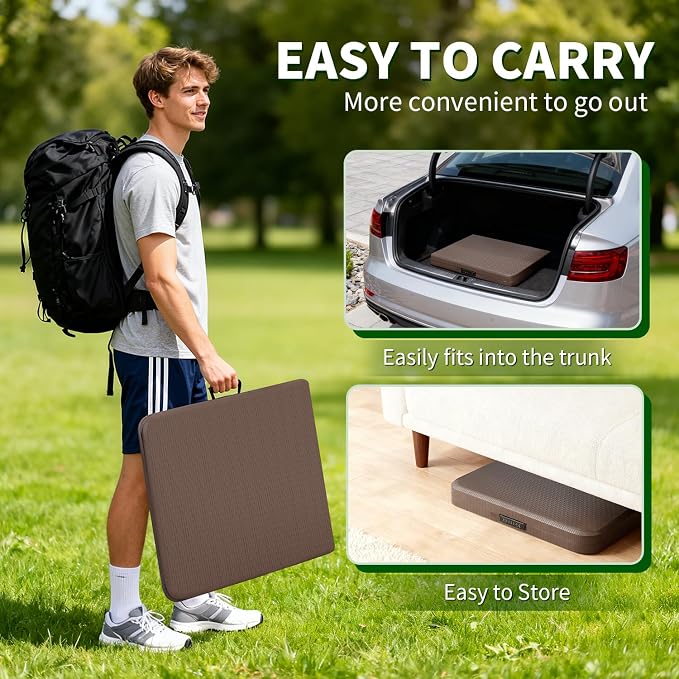 BestOffice 4 FT Picnic Table Folding Table Camping Plastic Table Fold Up Table Lock for Party Event, Brown Ratten