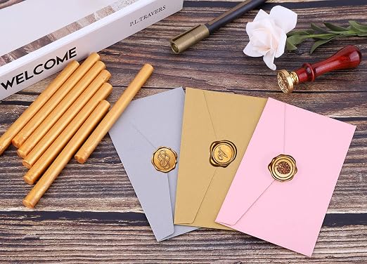 Sealing Wax, Paxcoo 20pcs Wax Seal Sticks, Glue Gun Sealing Wax for Wax Seal Stamp, Letter Wax Seal and Crafts (Gold)