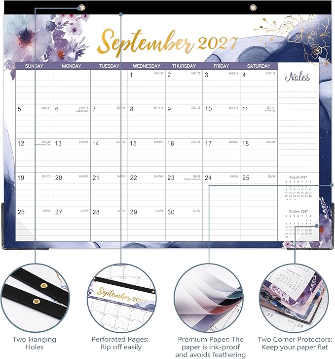 2026-2027 Desk Calendar - 18 Month Desk/Wall Calendar Runs from July 2026 to December 2027, 14.6" x 11.5" Desktop Calendar, Monthly Calendar 2026-2027 for Home Office, or School