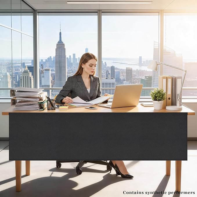 60" Under Desk Privacy Panel Self-Adhesive Modesty Panel 600D Heavy Duty Desk Skirt Privacy Divider for Office Home or Standing Workstation Concealer Shield