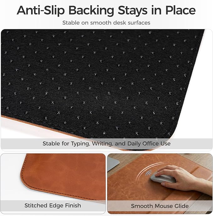 Magnetic Desk Mat System with Wrist Support 80×40cm, Premium Leather Desk Pad with Magnetic Accessories, Waterproof Non-Slip Desk Organizer for Office & Gaming