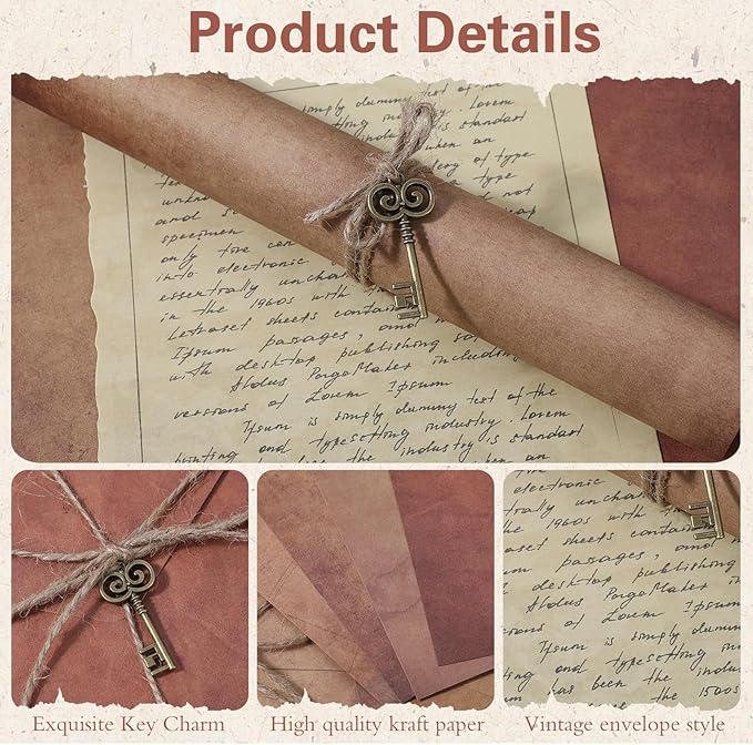 50pcs Stationary Letter And Envelopes Vintage Stationery Paper and Envelopes Set Letter Paper And Envelop Set Aged Papers Stationery Antique Letters Papers for Writing Letters Valentine's Day