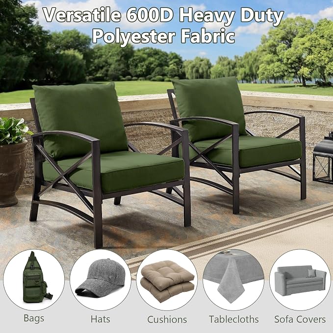 Waterproof Canvas Fabric by The Yard, 58inch 600D Upholstery Fabric Polyester Material Outdoor Water Resistant Material for Sewing Chair Patio Cushion Bag Sofa Seat Repair, 3 Yard Green