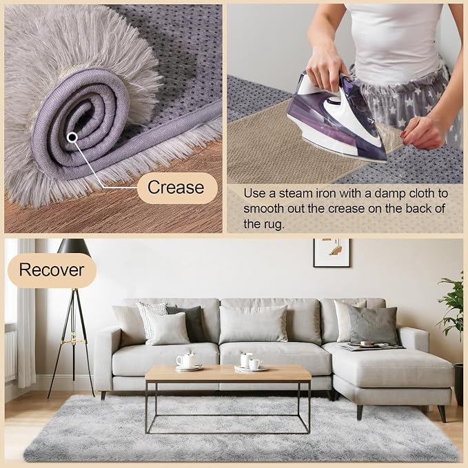 Mugorn Small Soft Shag Rugs for Bedroom, 3x5 Fluffy Area Rugs for Living Room