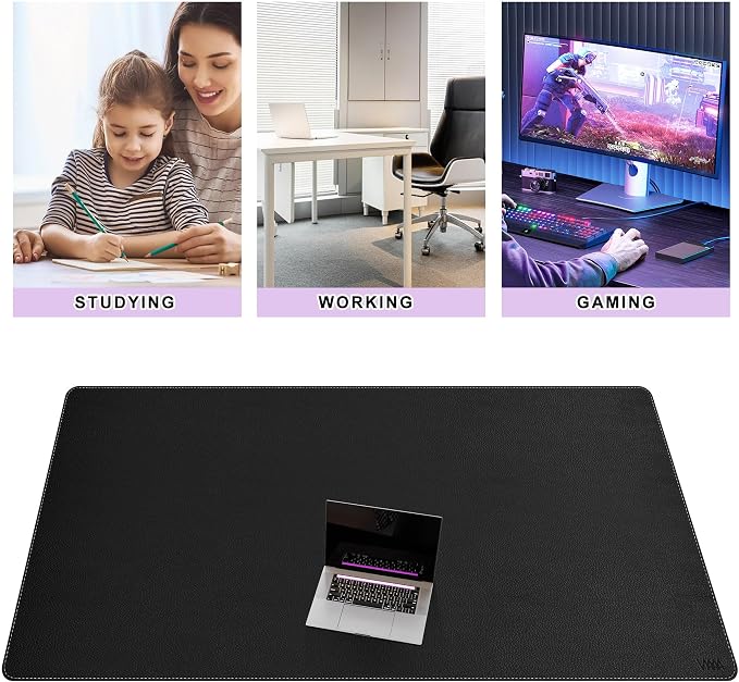 Vyaaa 70.8"x31.5" PU Leather Large Desk Mat (Black) - XXL Extended Mouse pad, Office Desk Protector, Non-Slip Computer Desk pad for Office, Gaming, Home