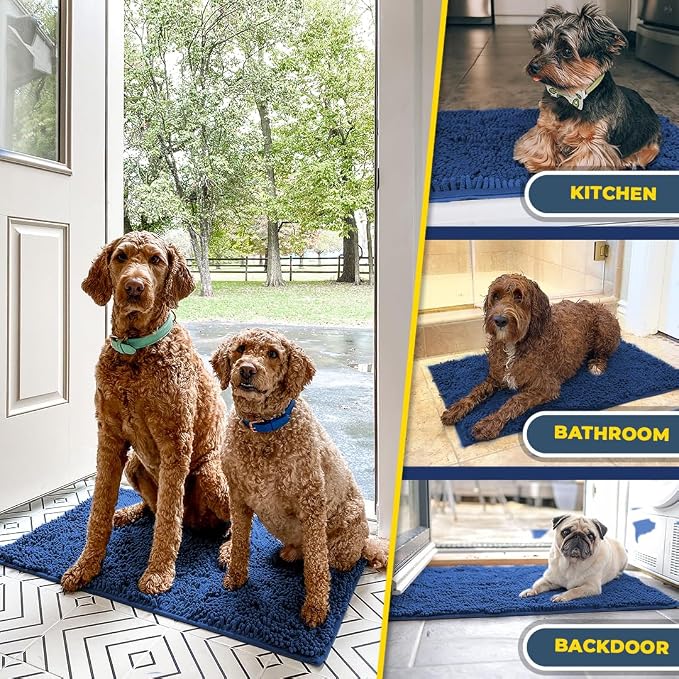 Muddy Mat® | Super Absorbent Door Mat Indoor, Microfiber Quick Dry Chenille Entryway Rug, Non-Slip Front Door Mat, Indoor Mats for Entryway, Machine Washable Pet Rug, Navy Blue XXL 60"X48"
