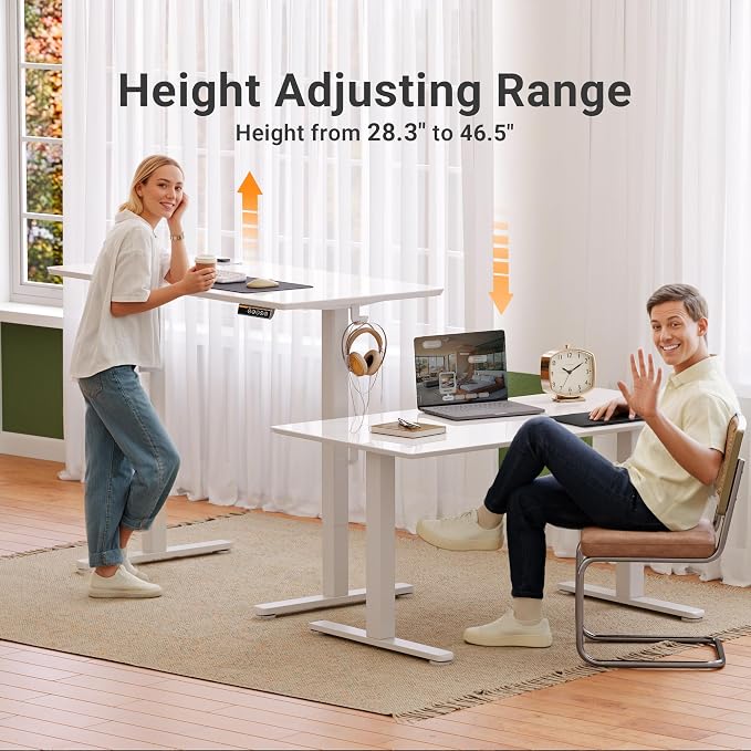 Claiks Glass Standing Desk, 40x24 Inch, Black | Adjustable Height, Tempered Glass Top, Stand Up, Quick Install, 3 Memory Presets