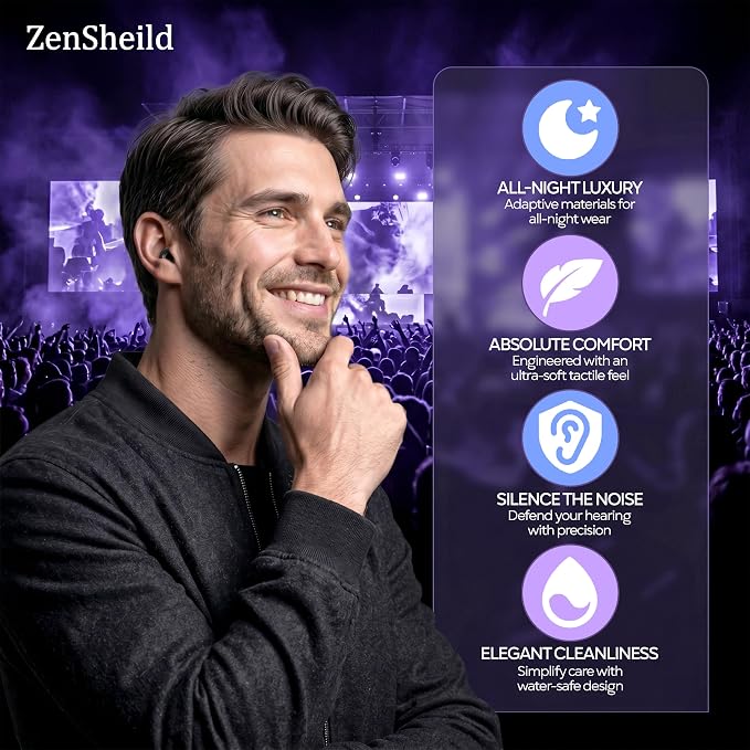 Silicone Earplugs – Reusable Noise Reduction Sleep Ear Plugs with 4 Tip Sizes (XS-L) & Carry Case, Soft Comfortable Ear Plugs for Sleep, Deep Focus, Work, Travel, & Concerts