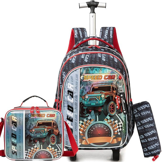 Roller Backpacks for Kids Backpacks Boys Rolling Backpack for School Backpack with Wheels for Kids with Lunch Box Pencil Case for Elementary Back to School Supplies