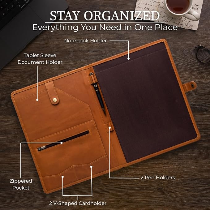 Leather Portfolio, Leather Binder with Pen, Leather Portfolio for Men and Women, Leather Padfolio, Leather Folder, Portfolio Binder, Business Portfolio Men and Women