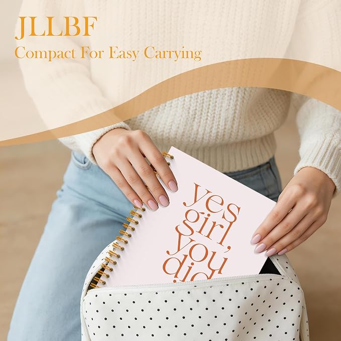 JLLBF Yes Girl You Did It Inspirational Spiral Notebook, Positive Affirmation Gifts Notebooks for Women Girls, Congratulations Graduation Gifts Journal Notebook, 5.5x8.3 Inch