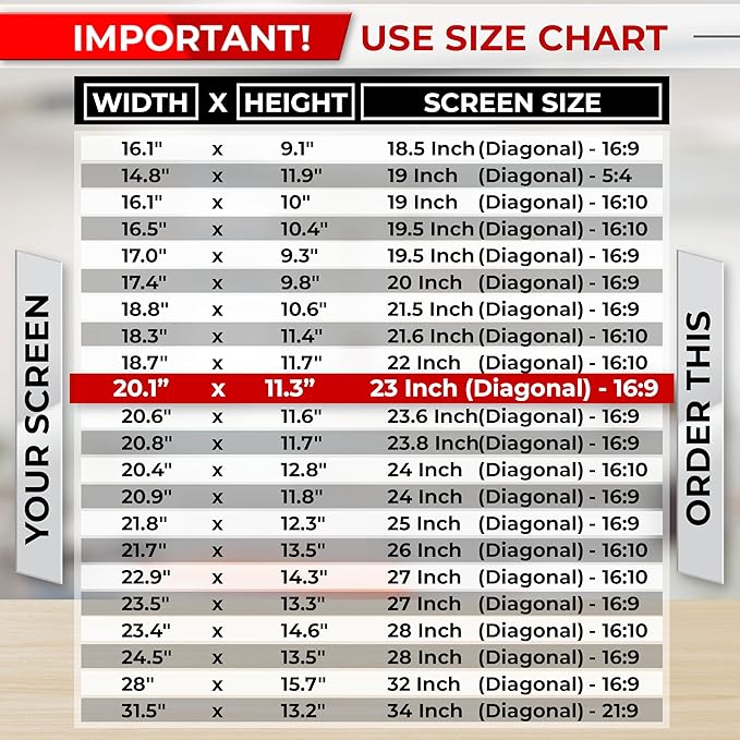 23 Inch 16:9 Computer Privacy Screen Filter for Monitor - Privacy Shield and Anti-Glare Protector