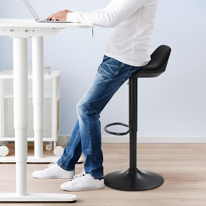IWMH Standing Desk Stool, Adjustable Standing Desk Chair, Sit Stand Stool | Height Adjustable Sit Stand Desk Stool, Ergonomic 360° Swivel Leaning Stools with Footrest for Office Home (Black)
