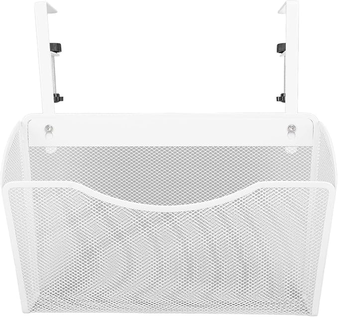 Dioche Clamp on Desk Hanging Desk Organizer Adjustable Carbon Steel ClampOn Organizer for Effective Office Storage - Stylish White Design (White)