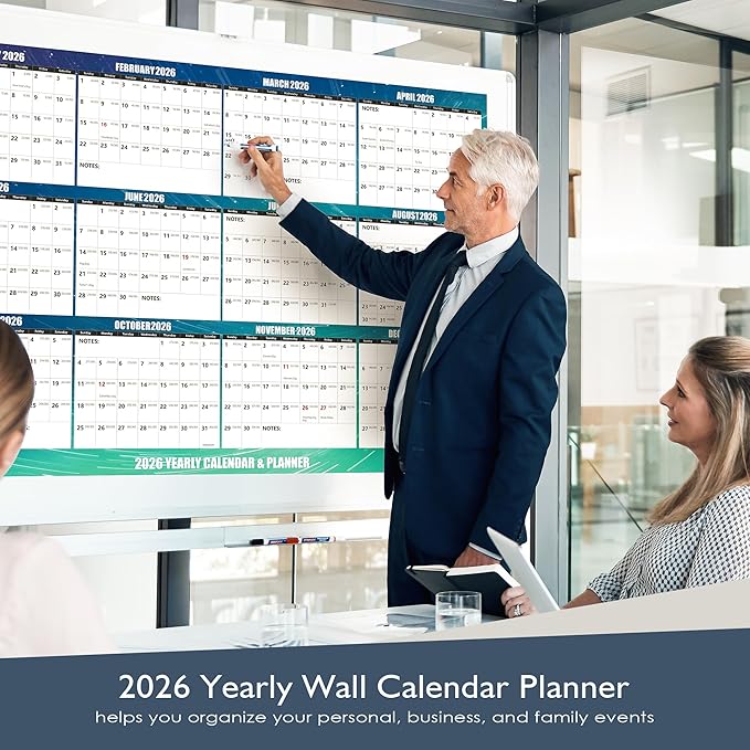32" x 48" Apricity 2026 Wall Calendar Dry Erase - Aurora Green Wall Calendar Wet & Dry Erasable Laminated 12 Month Annual Yearly Planner, Reversible, Horizontal/Vertical,with Julian Dates
