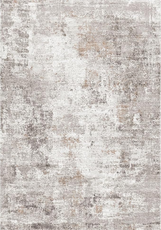 3x12 ft Long Hallway Runner Rug - Non-Slip Washable Kitchen Rug with Rubber Backing,Modern Abstract Neutral Thin Low Pile Floor Carpet Runner for Entryway,Bedroom,Living Room（Beige Grey）