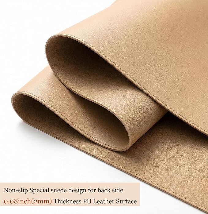 Desk Mat 14.97'' x 25.22'', Desk Protector, PU Leather Desk Pad, Non Slip Small Desk Pad Mat, Desk Blotter, Desk Pads on Top of Desks, Home or Office Small Desk Mat (Khaki)