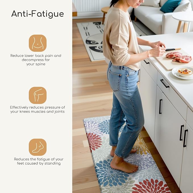 MAYHMYO Kitchen Mats for Floor - Kitchen Anti Fatigue Mat Set of 2 - Non Slip Cushioned Rugs for Standing