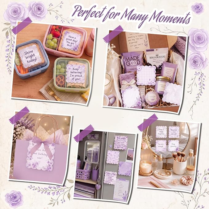 9 Pcs Scalloped Aesthetic Sticky Notes 3x3 Inch Vintage Colors Cute Wavy Self Sticky Note Pads Memo Pads for Journal School Office Supplies Decoupage Craft Stationery Gift(Vintage Purple)