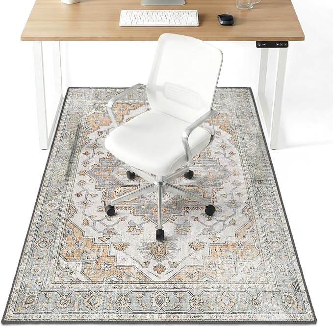 36" x 48" Office Chair Mat for Hardwood & Tile Floors, Desk Chair Mat Under Desk Floor Protector for Rolling Computer Chairs, Non-Slip Low Pile Area Rug for Home Office(Grey)