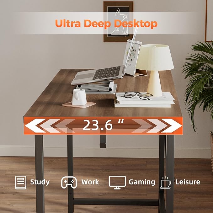 Mericonia 48 inch Rolling Computer Desk with Wheels, Gaming Desk for Small Spaces, Modern Simple Style Table for Home Office, Study Writing Table