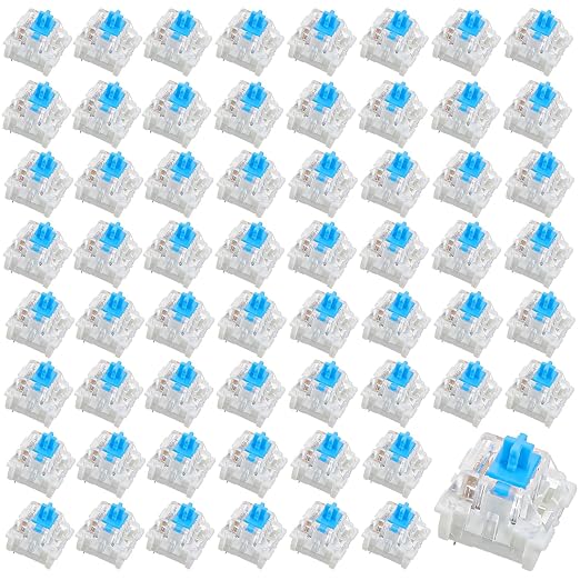 Sibba 60 Pcs Mechanical Keyboard Switches 3 Pin Blue Keyboard Clicker Replacement Clicky Switches Dustproof Clicker Pre-Lubricated Keyboards Accessories for Mechanical Gaming Keyboards, Blue