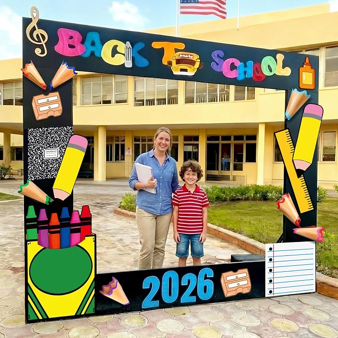 Frienda 24 Pcs Back to School Decoration Large Cardstock Cut-Outs Bulletin Board Decorations Preschool Pre-k DIY Backdrop Photo Booth Prop Classroom Wall Kit Decor Kindergarten Party Supplies