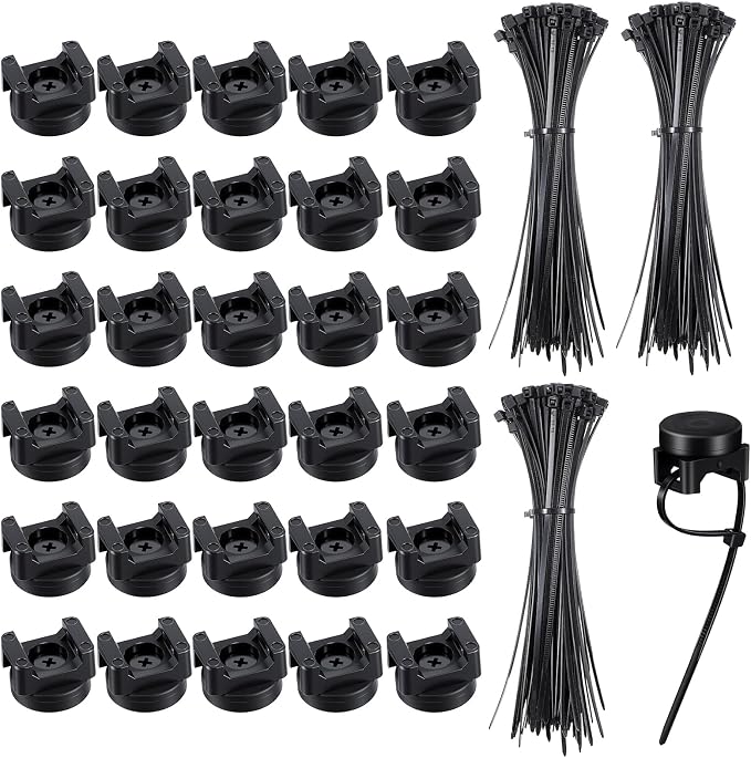 Molain Magnetic Zip Tie Mounts, 30Pcs Magnetic Clips with 200Pcs Magnetics Cable Ties, Heavy Duty Magnetics Wire Holder for Cable Management