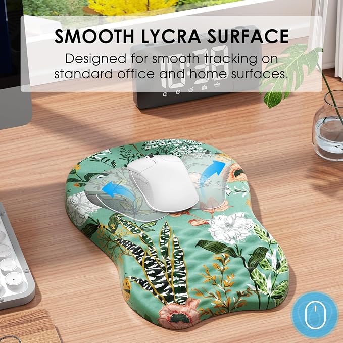 MROCO Ergonomic Mouse Pad with Wrist Support, 11.8 x 7.8 in, Garden Whispers