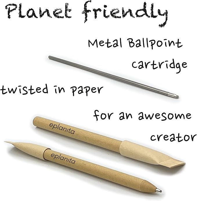 eplanita I’M PERFECT FOR SCRIBBLE – Eco Friendly Pens (Pack of 48), Black Ink Ballpoint Biros, Sustainable Stationary Supplies, For Office or School, One Tree Planted