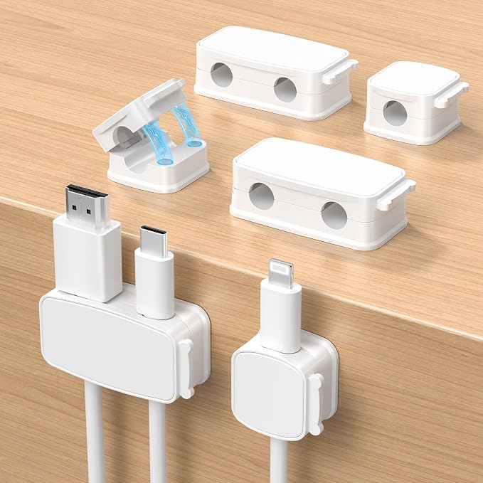 Basesailor 6Pack Magnetic Cable Clips Organizer,Cord Management Holder | Strong Adhesive Phone Charging Wire Keeper for Desk,Nightstand,Wall,Car,Desktop,Table,Home,Office