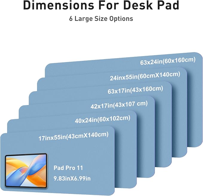 Aothia Faux Leather Desk Mat for Keyboard & Mouse (Sky Blue, 23.6" x 13.7") | Large desk mat for keyboard, mouse and laptop, creating a clean, organized workspace for work, study and everyday use