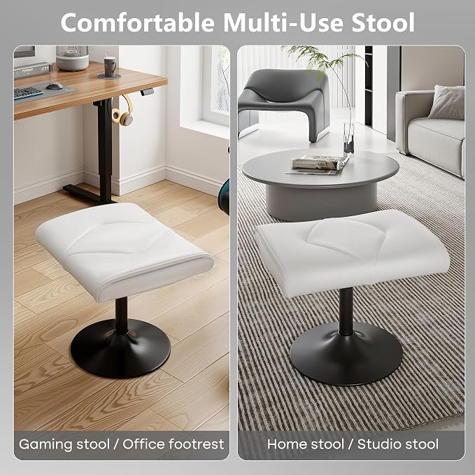 VECELO Foot Rest Under Desk Ottoman, PU Height Adjustable Footrest with Comfort Padding, Leg Rest for Desk for Relieving Leg Pain, Stiffness, and etc, White