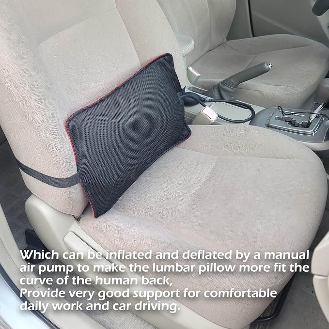 2Pack Inflatable Lumbar Support Pillow for Office Chair and Car Seat, Back Support Cushion with Air Pump for Reducing Lower Back Pain