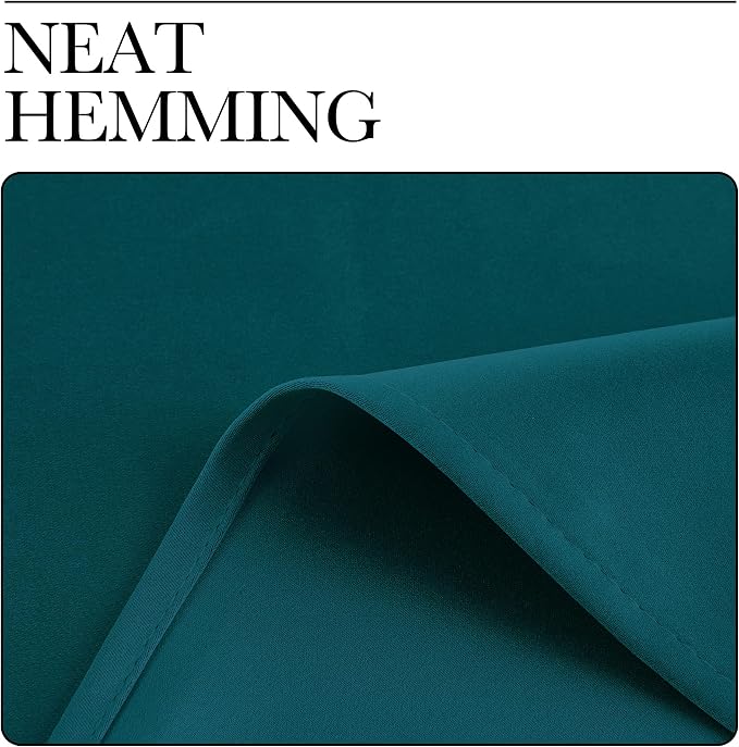 NICETOWN Teal Blackout Cafe Faux Silk Curtains for Small Windows, 42" Wide by 84" Long, 2 Panels, Grommet Thermal Insulated Blackout Satin Drapes for Bedroom