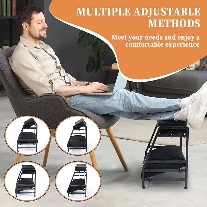 BALAPET Adjustable Double Step Footrest, High-Density Foam with Sturdy Iron Frame Foot Rest Under Desk for Office, Ergonomic Footrest with Washable Cover for Desk Work Office, Home, Patented Design