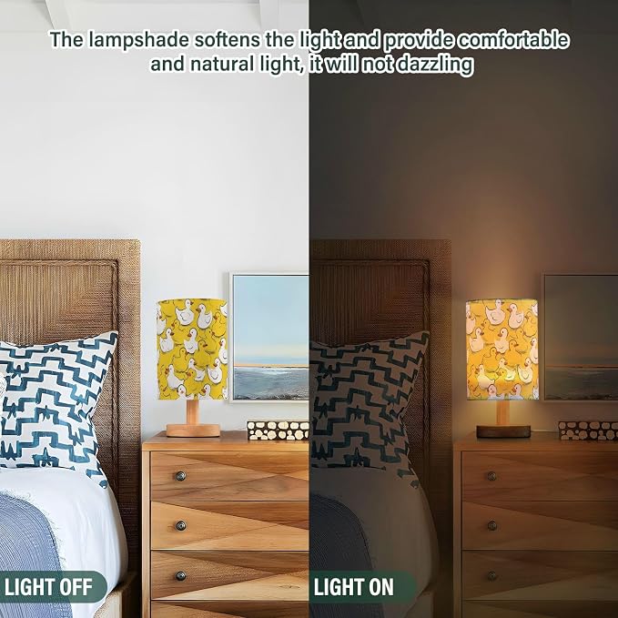Yellow Duck Ducky Table Lamp for Bedroom Bedside Lamp Desk Lamps Cylinder Nightstand Lamp for Living Room Office Decor