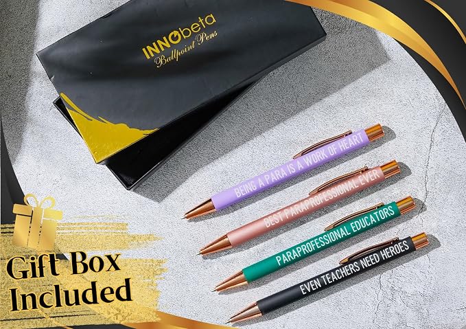 InnoBeta Paraprofessional Appreciation Gifts, Gifts for Teacher Paraprofessional, Ballpoint Pen Set of 4, Idea for Paraprofessional on Appreciation Day and Christmas