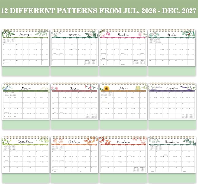 Desk Calendar 2026-2027, Jul. 2026 to Dec. 2027, Standing Flip Desktop Calendars 2026-2027, 10" x 8.3", Small Desk Calendar with Thick Paper, 2027 Calendars with Strong Twin-Wire