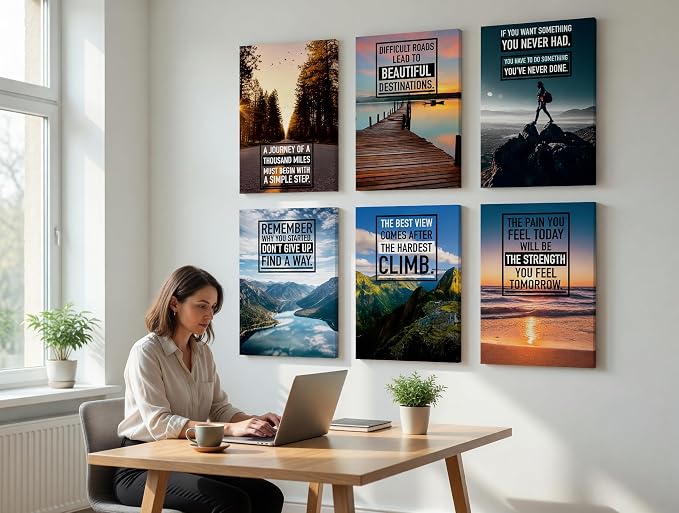 Throwback Traits Oversized 17x24 Motivational Posters Set of 6 - Unframed Large Colorful Wall Art Prints | Positive Affirmation Decor for Office, Living Room & Bedroom | Bold Statement