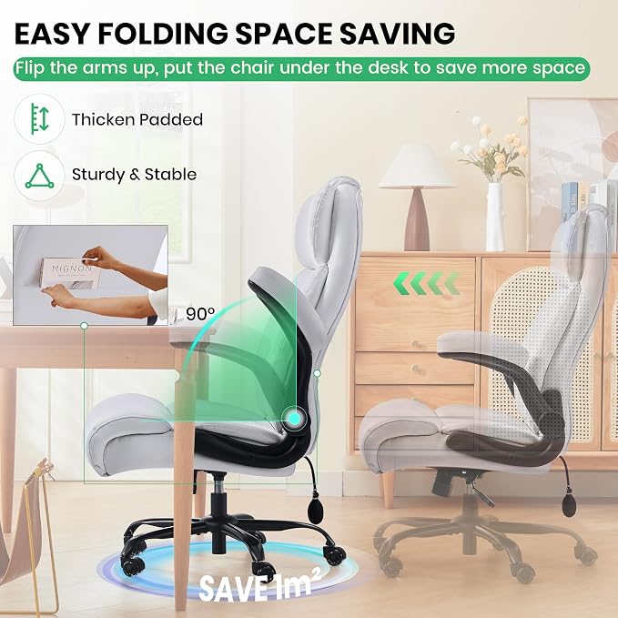 500lbs Big and Tall Office Chair Adjustable Lumbar Support for Back Pain, Extra Wide Seat Executive Office Chair Thick Armrest Pad, Heavy Duty Base&Upgraded Wheels, Ergonomic Comfy Computer Desk Chair